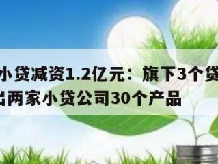 五洲小贷减资1.2亿元：旗下3个贷款app牵出两家小贷公司30个产品
